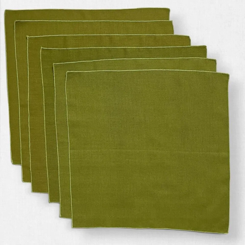 Olive Green Tablecloth Napkin Set Oblong 85x58 Farmhouse Dinner 6 Matching 17x17